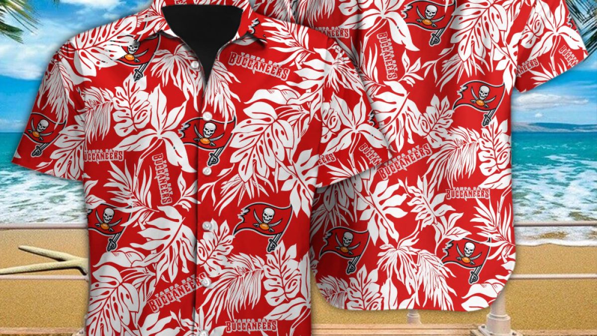 Tampa Bay Buccaneers Weead Leaves Pattern Short Sleeve Hawaiian